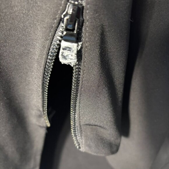 Black Long-Sleeve Wrap Dress With Front Zipper Detail - Picture 4 of 12